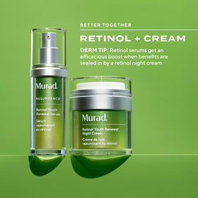 Murad night cream next to Retinol Youth Renewal Serum demonstrating complementary pairing