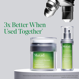 Murad ingredients arranged to highlight retinol tri-active technology benefits