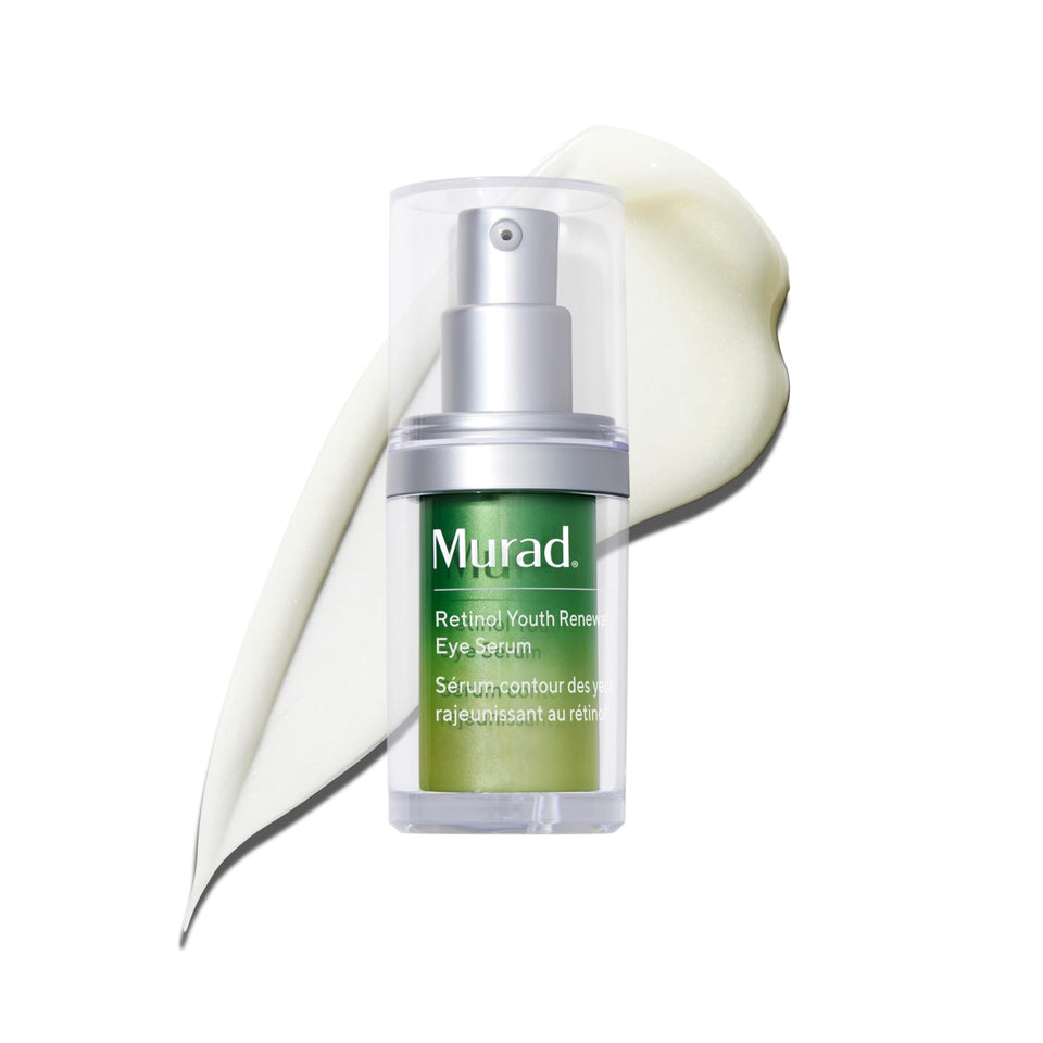 Murad bottle front packaging showing retinol eye serum and clear branding benefit