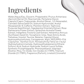 Murad Revitalixir key ingredients display showing Cannabis Sativa and peptides benefit