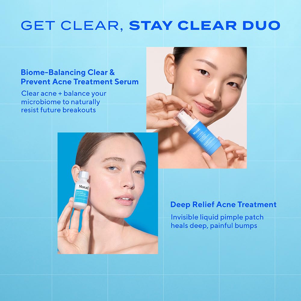 Murad serum placed with sunscreen and cleanser showing routine layering benefit