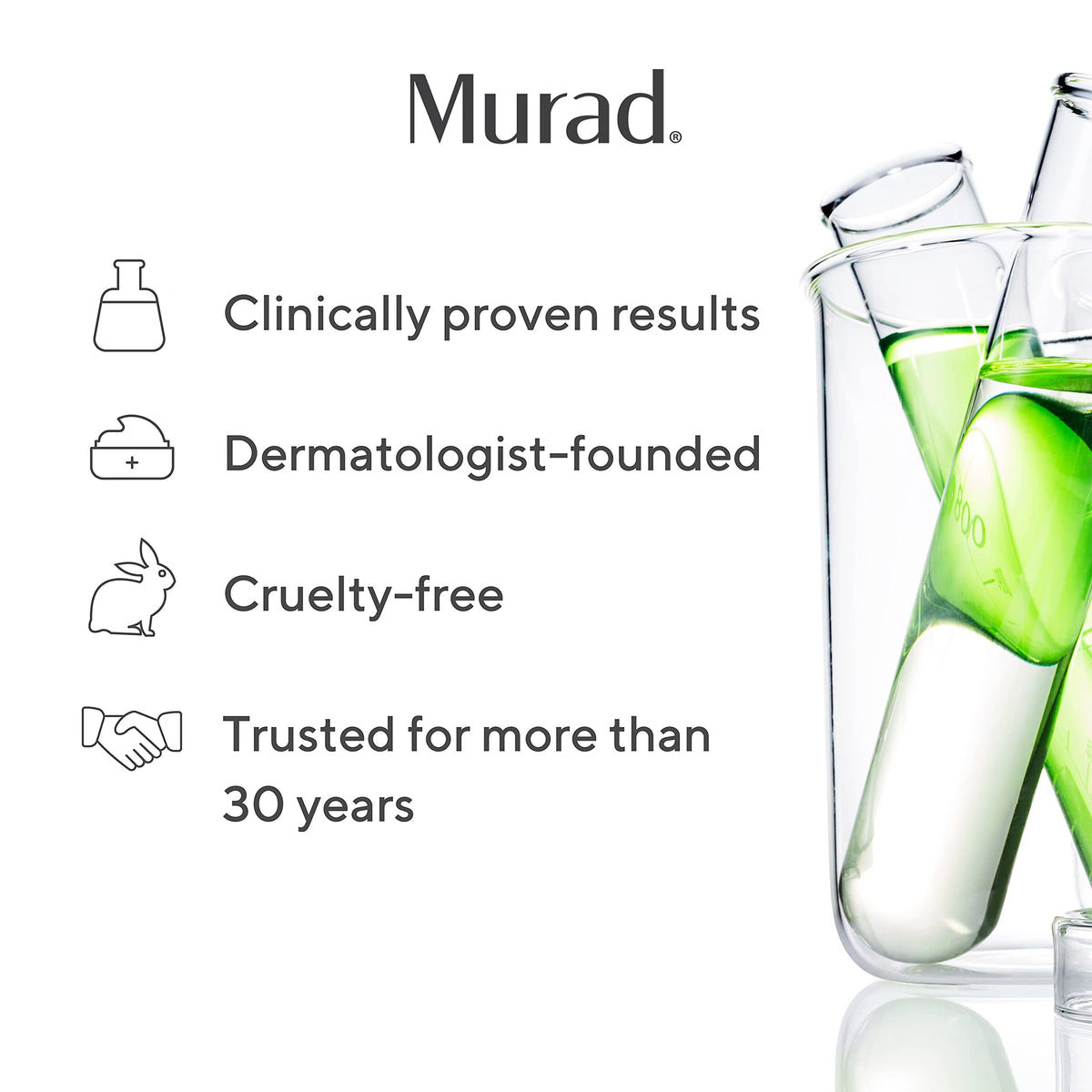 Murad bottle with box open to display branding and product presentation