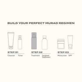 Murad bottle on bathroom shelf lifestyle shot conveying daily use