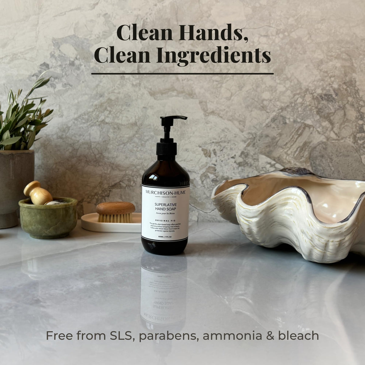 Murchison-Hume refill compatibility showing 32 oz refill option to reduce plastic waste