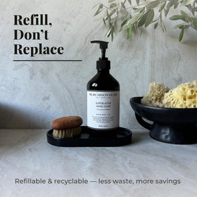 Murchison-Hume sink lifestyle scene presenting attractive bottle on vanity for style