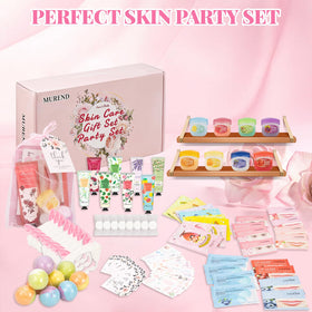 MUREND spa party setup with products in use showing group pampering benefit