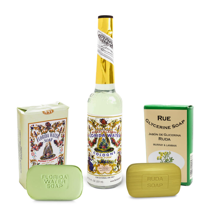 Florida Water cologne bottle front showing Murray & Lanman branding and refreshing scent