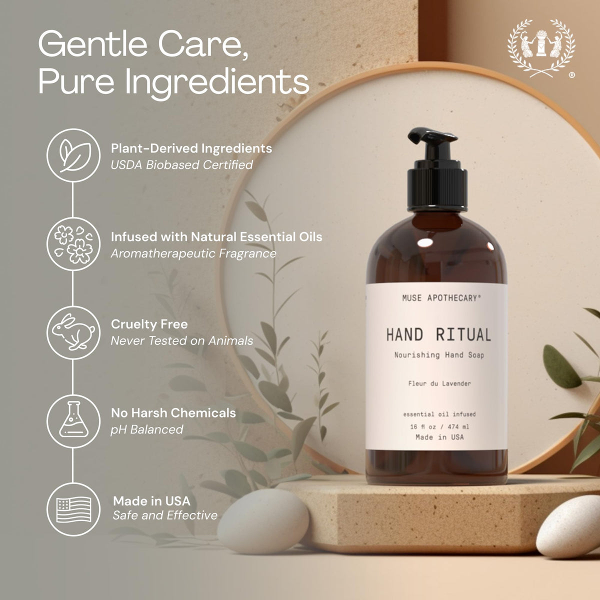 Muse Apothecary bottle side profile illustrating smooth, premium finish