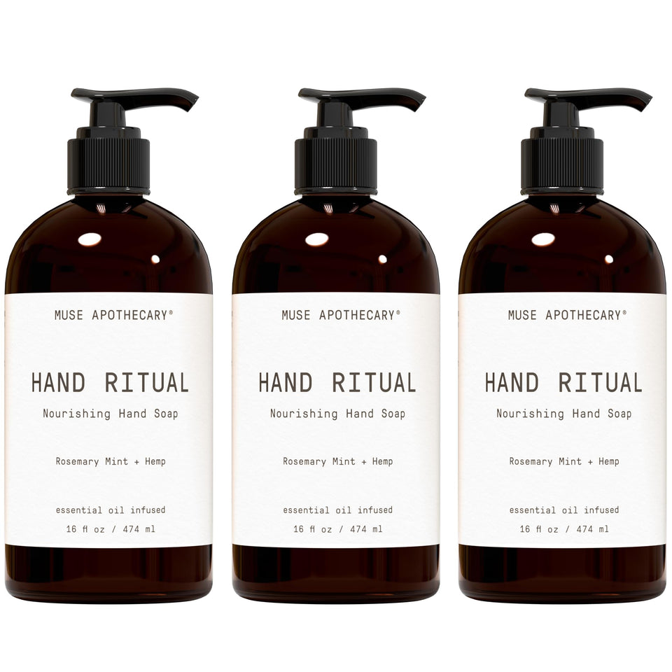 Muse Apothecary front label showing rosemary mint hemp fragrance and benefits