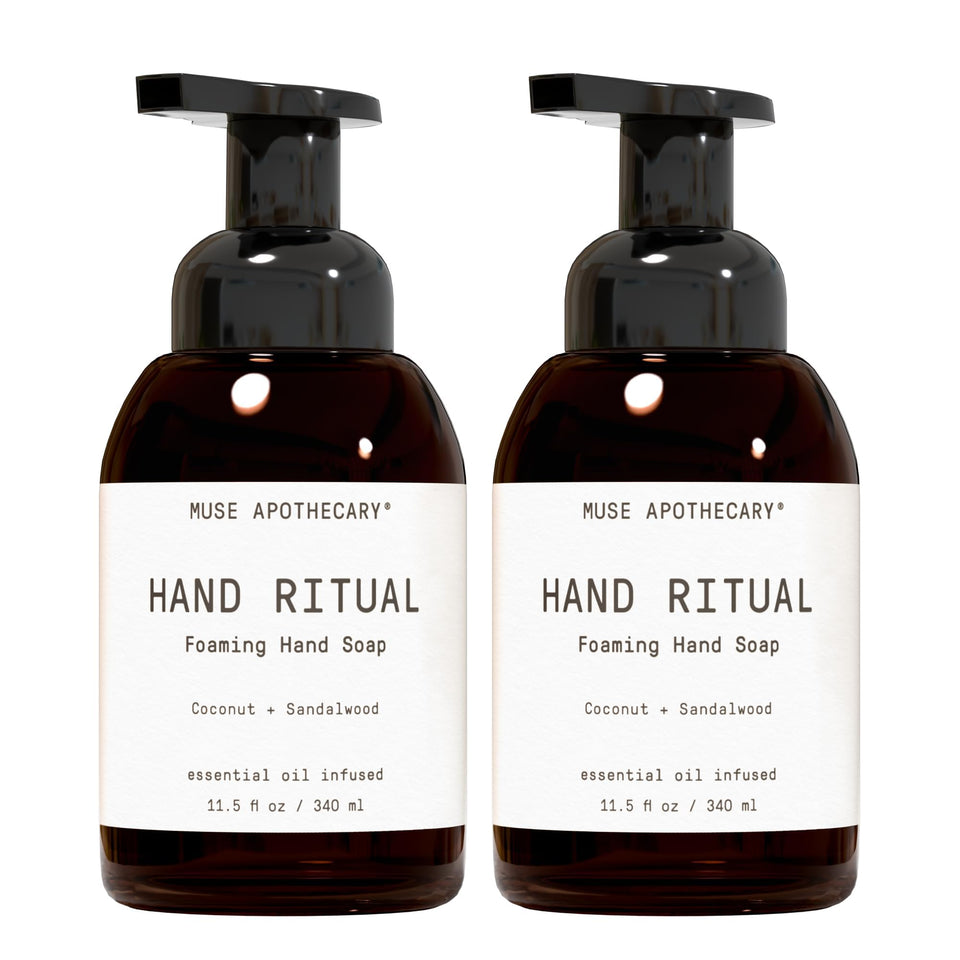 Muse Apothecary front packaging showing coconut and sandalwood scent and clear benefits