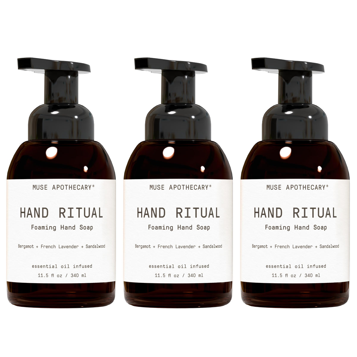 Muse Apothecary front packaging showing three bottles and scent trio benefit