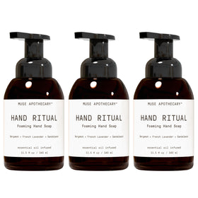 Muse Apothecary front packaging showing three bottles and scent trio benefit