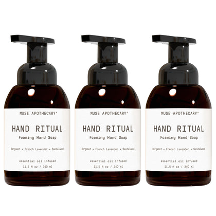 Muse Apothecary front packaging showing three bottles and scent trio benefit