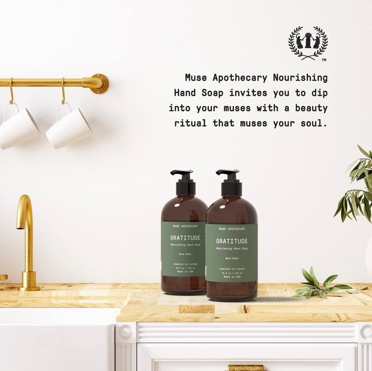 Muse Apothecary label ingredients shot highlighting natural essential oil benefit