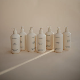 mushie pump and label closeup highlighting certifications and clear directions