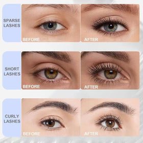 Musizlee mascara brush coated with formula showing smooth, non-clumping texture