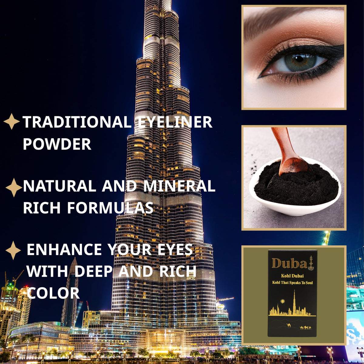 Musk AL tahara kohl applied to eyelid illustrating dramatic, long-lasting definition