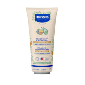Mustela front packaging showing conditioner benefits and child-safe formula
