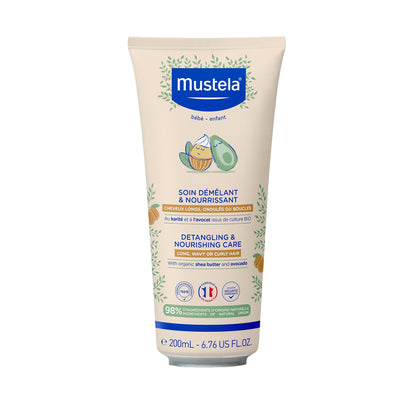 Mustela front packaging showing conditioner benefits and child-safe formula