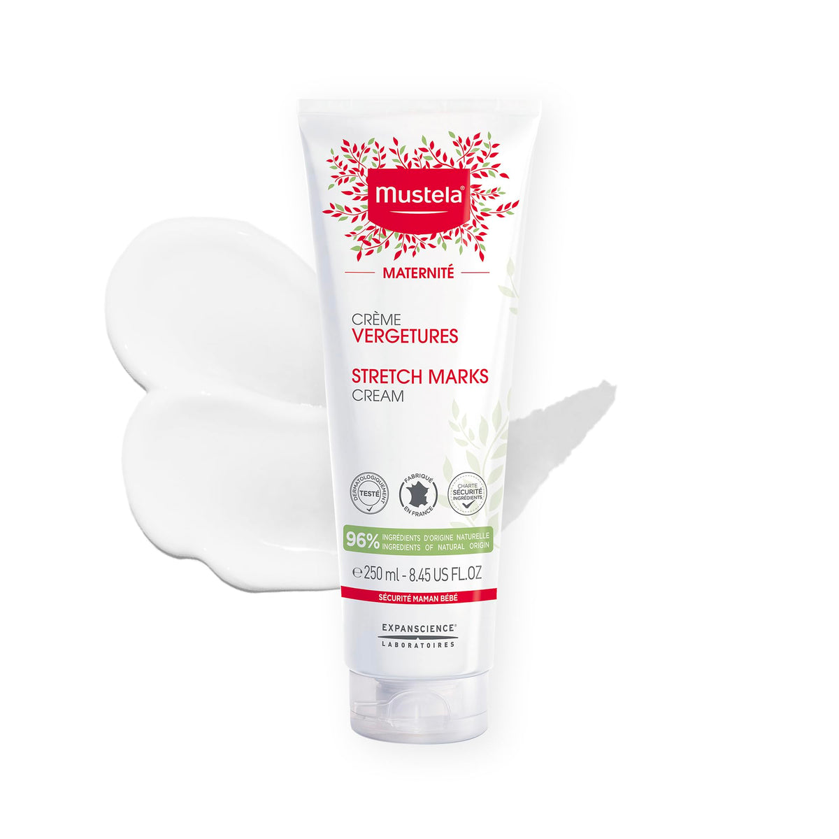 Mustela front tube packaging showing product label and size for clear identification and trust