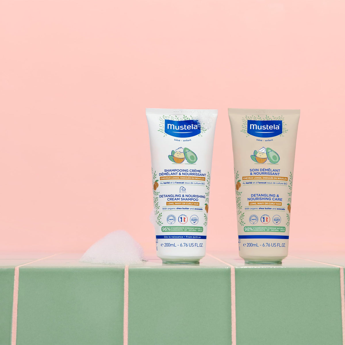 Mustela product label close-up highlighting natural-origin ingredients