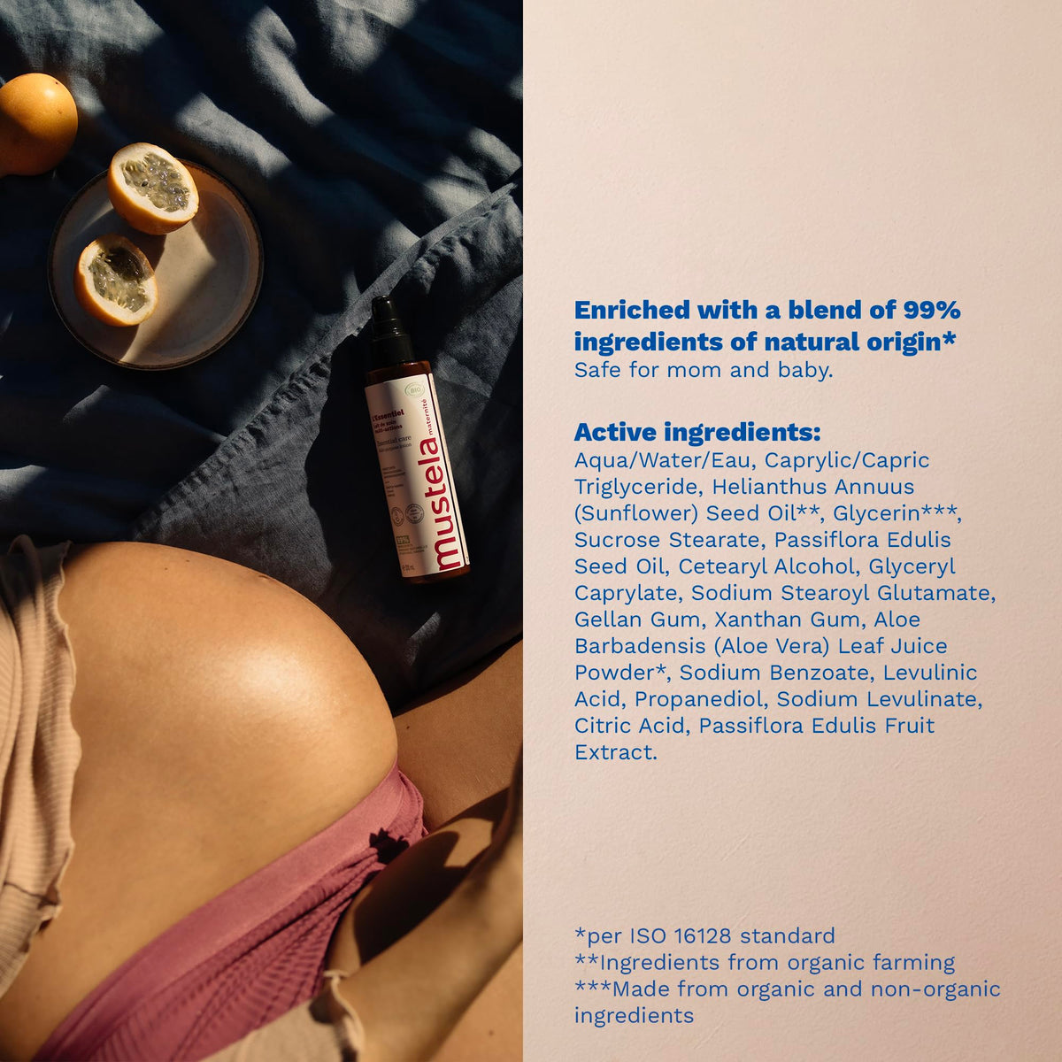 Mustela product with ingredient props emphasizing natural-origin formulation