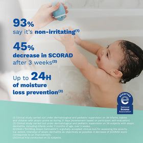 Mustela Stelatopia pump dispensing gel demonstrating easy, controlled application