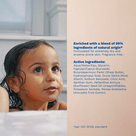 Mustela Stelatopia bottle detail on shelf showing durable packaging and clear branding