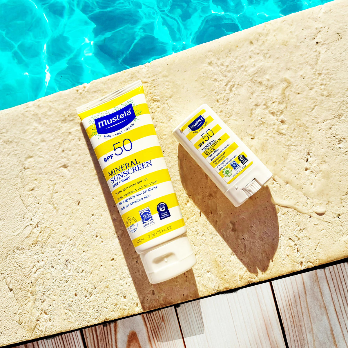 Mustela stick open applicator detail demonstrating easy, no-mess application