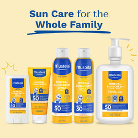 Mustela in a beach kit illustrating portability and reef-friendly choice