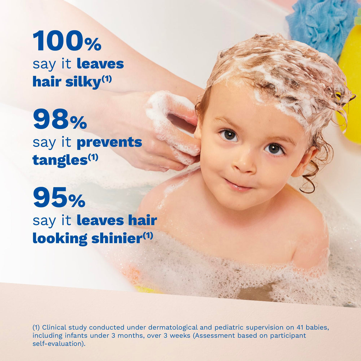 Mustela texture close-up foam illustrating mild lather and easy rinse