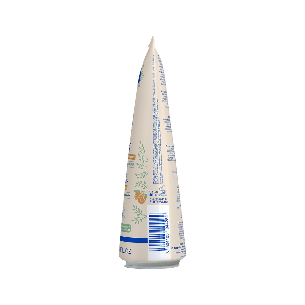 Mustela conditioner texture close-up showing creamy, hydrating formula