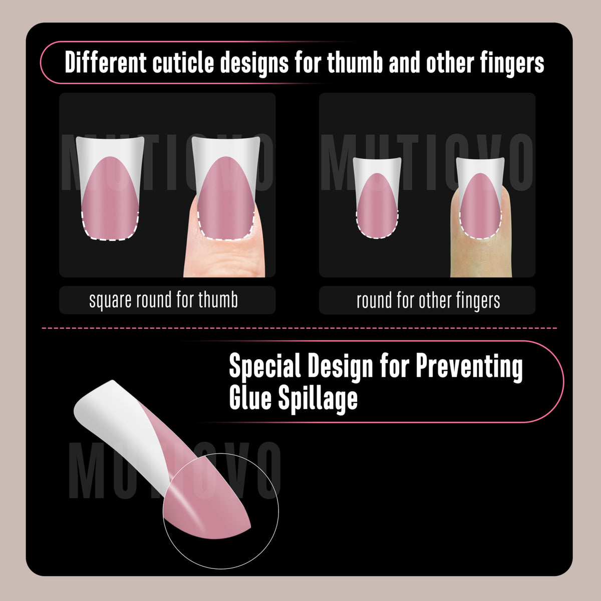 MUTIOVO application demo of press-on nails showing fast application benefit