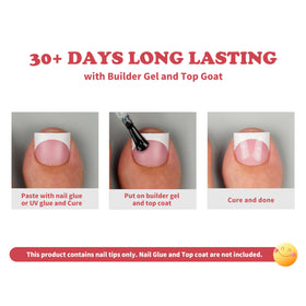 MUTIOVO toe nail tips applied on foot demonstrating quick pedicure