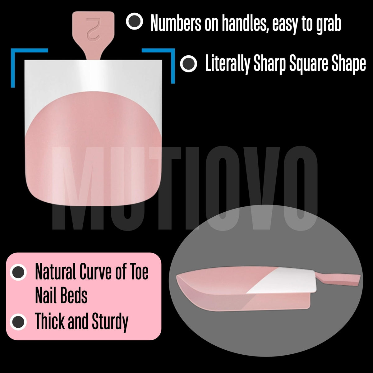 MUTIOVO application in use with glue, demonstrating fast press-on attachment