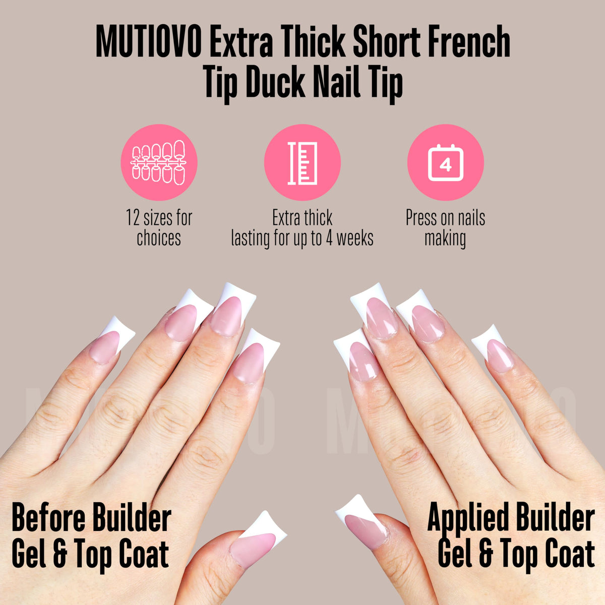 MUTIOVO close-up of white French tip highlighting clean edge benefit