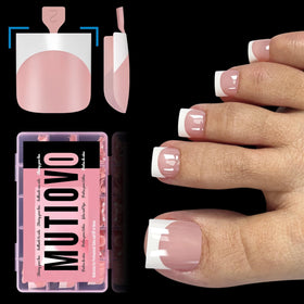 MUTIOVO front packaging showing baby pink French toe tips, quick pedicure solution