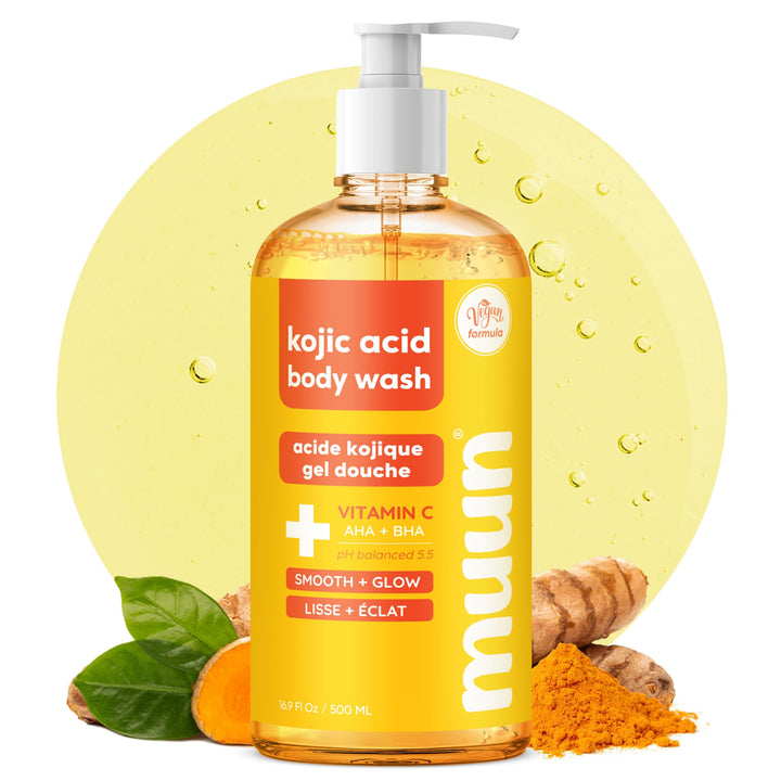 Muun front bottle showing label and hydrating exfoliating wash benefit