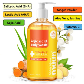 Muun label close-up highlighting salicylic and lactic acid benefits