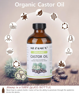 MUZAMOX castor oil texture close-up highlighting rich viscosity