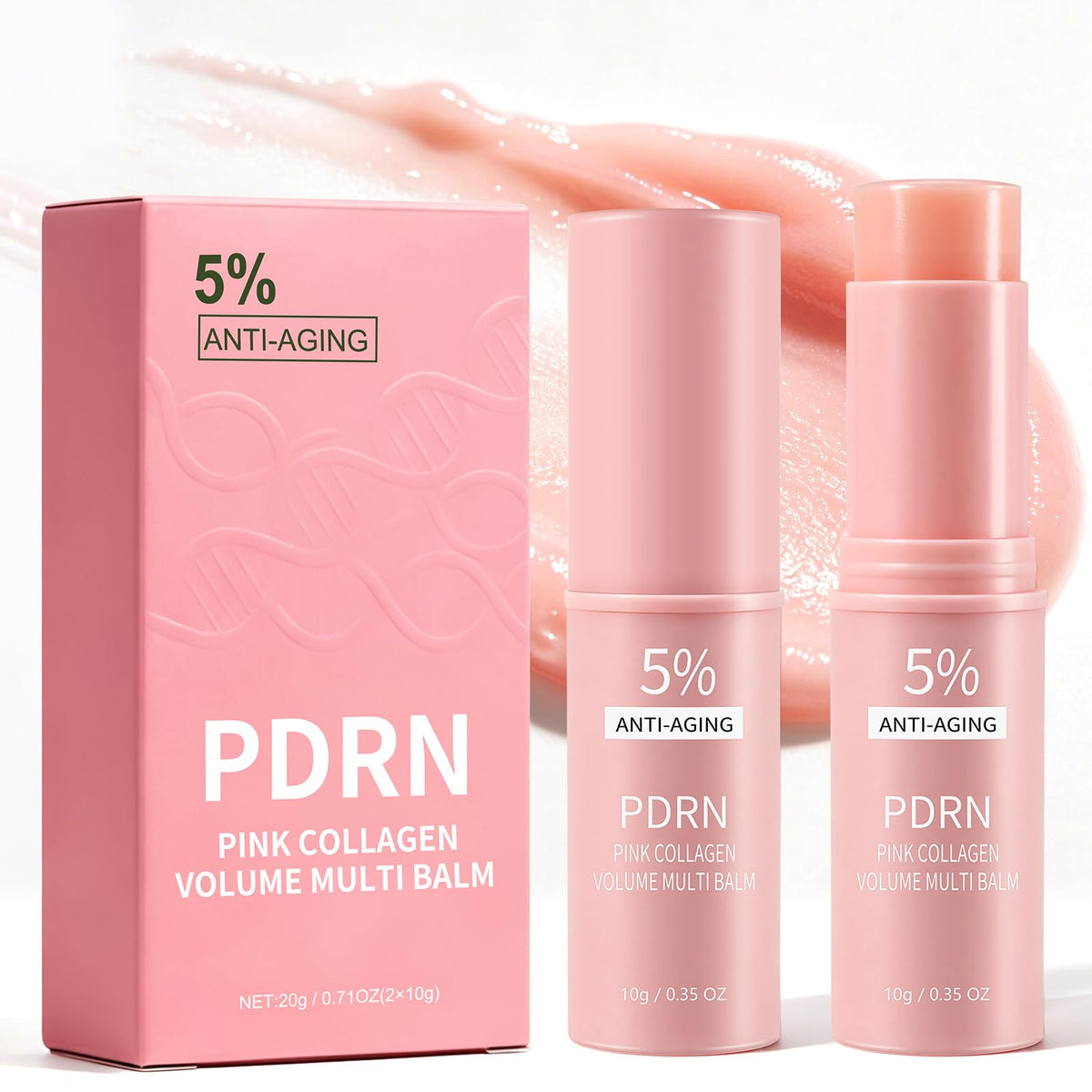 MWTTNM front packaging of PDRN Pink Collagen balm, clear product identity and convenience