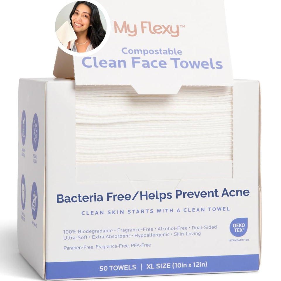 My Flexy front packaging showing compostable XL towels and benefits