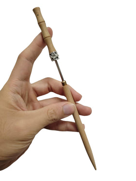 MYAROMA FINDINGS front view showing wooden sheath and steel pin, stylish hold benefit