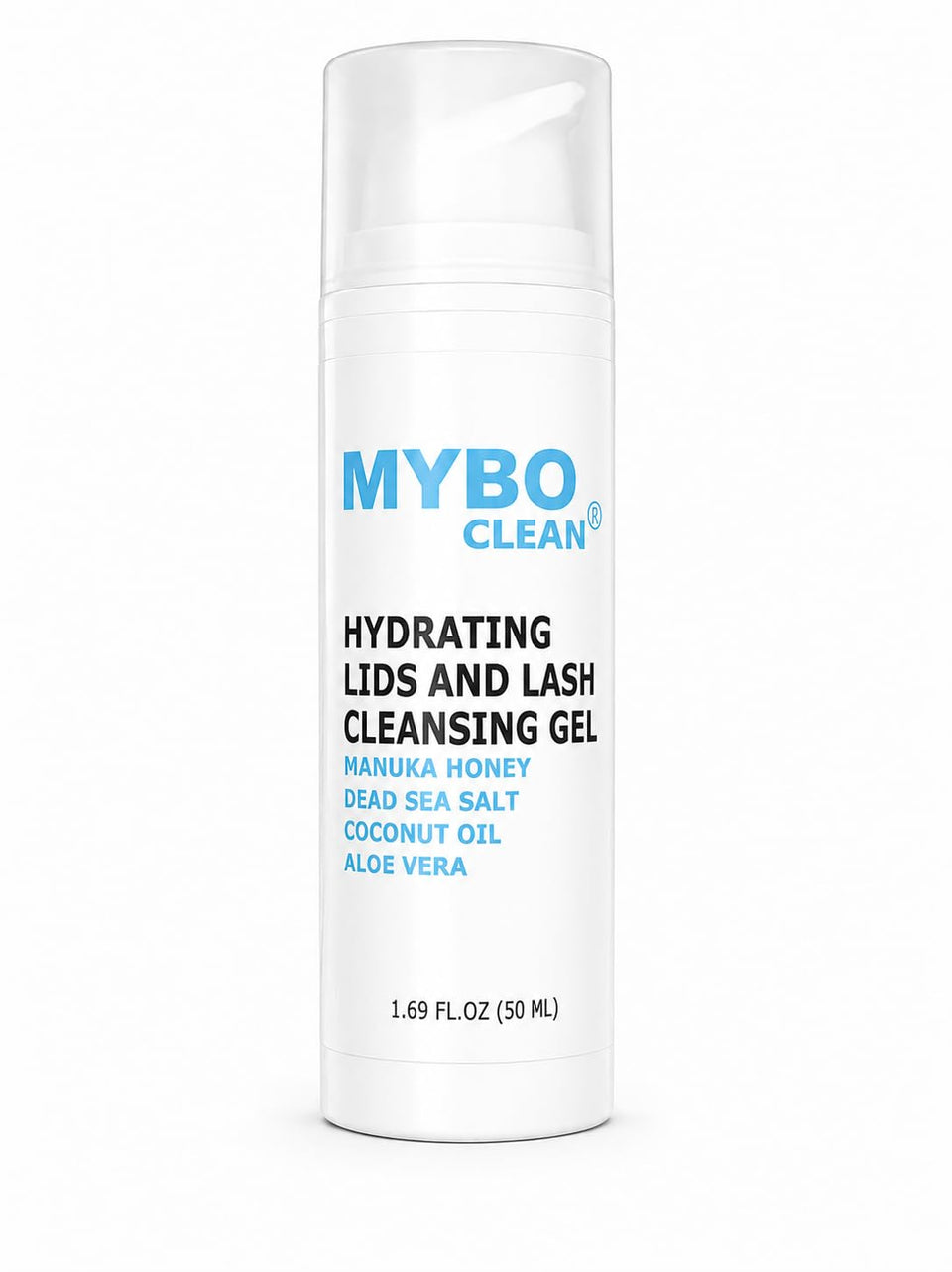 Myboclean front packaging airless pump showing neat dispensing benefit