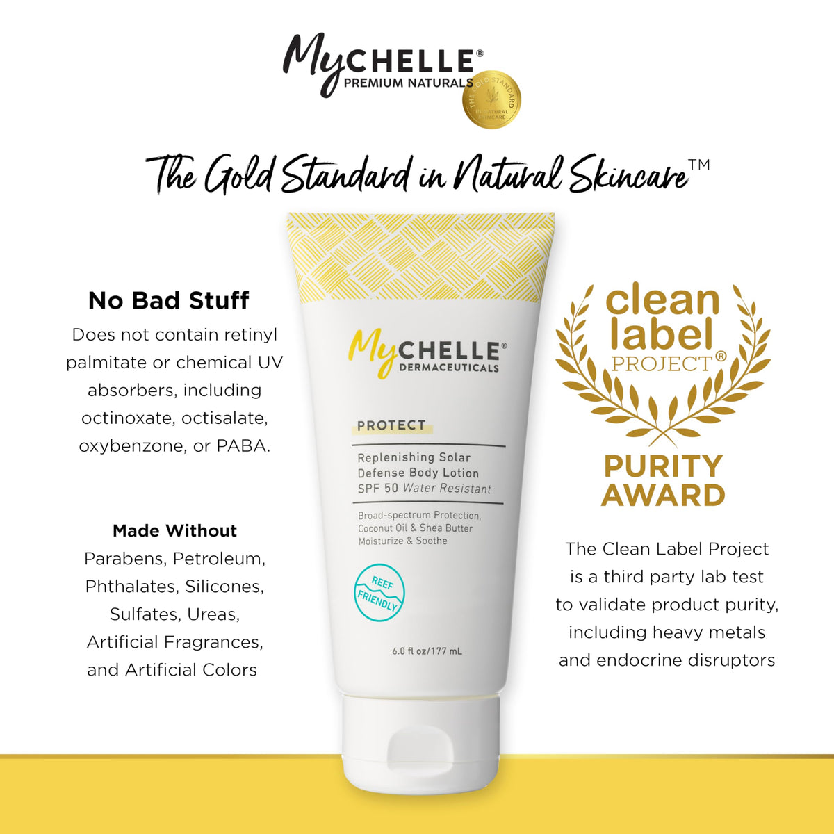 MyChelle applied on forearm scale comparison demonstrating coverage and feel benefit