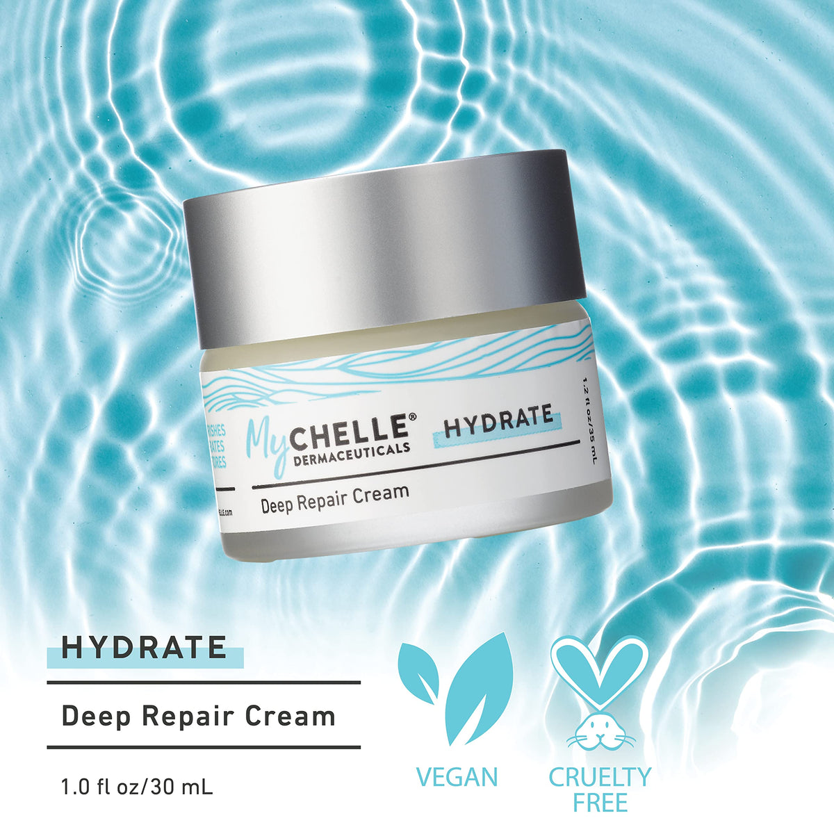 MyChelle Deep Repair Cream open jar texture illustrating rich hydration