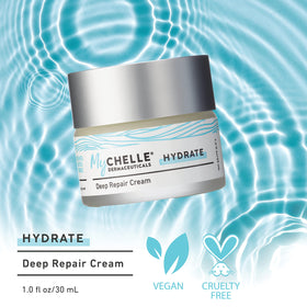 MyChelle Deep Repair Cream open jar texture illustrating rich hydration