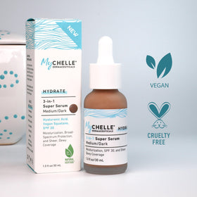 MyCHELLE texture close-up illustrating creamy-dewy finish and easy spreadability