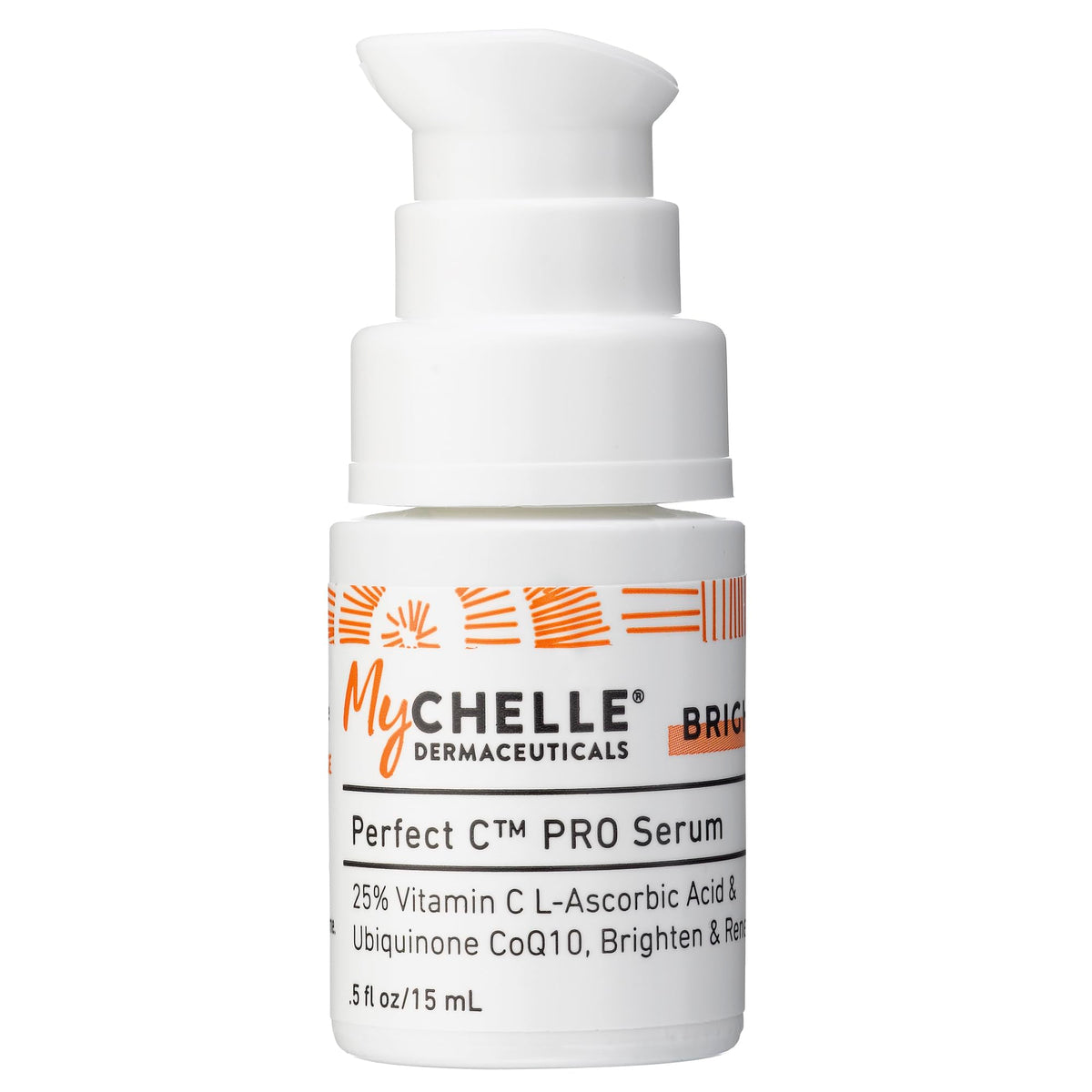 MyChelle Dermaceuticals front packaging showing 25% vitamin C and product name, promotes brightening