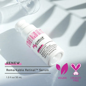 MyChelle depiction of ceramides and plant stem cells, signals hydration and renewal support